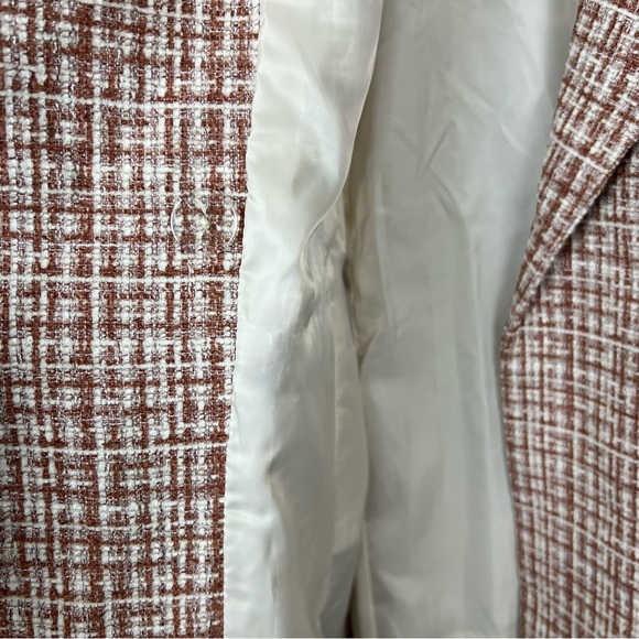 Blazer Plaid Double Breasted Tweed Gold Buttons Red Large - Picture 5 of 7